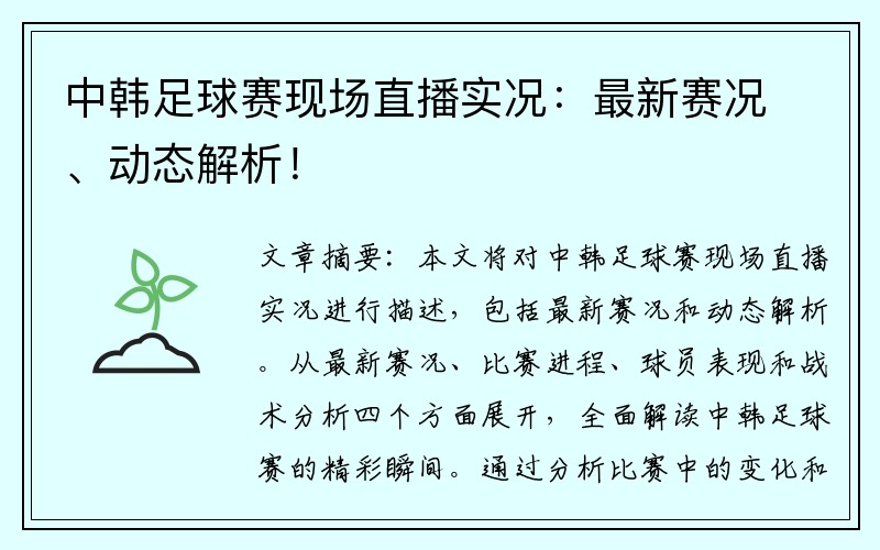 中韩足球赛现场直播实况：最新赛况、动态解析！